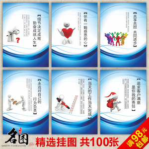 企业文化标语挂图海报 办公室展板 公司管理励