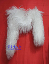 Hide sheep 100% pure wool white wool scarf towels 130 cm wool length 10 cm