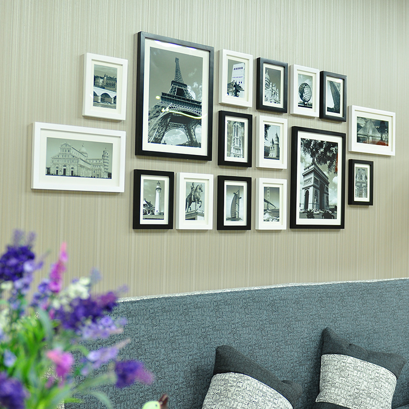 全悦实木照片墙8框相片墙创意相框8qy611