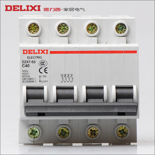 断路器 正品德力西小型空气开关断路器dz47-63 家用真空断路器 4p40a