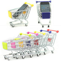 Supermarket version mini car cart four-wheeler mobile phone holder storage box metal cart