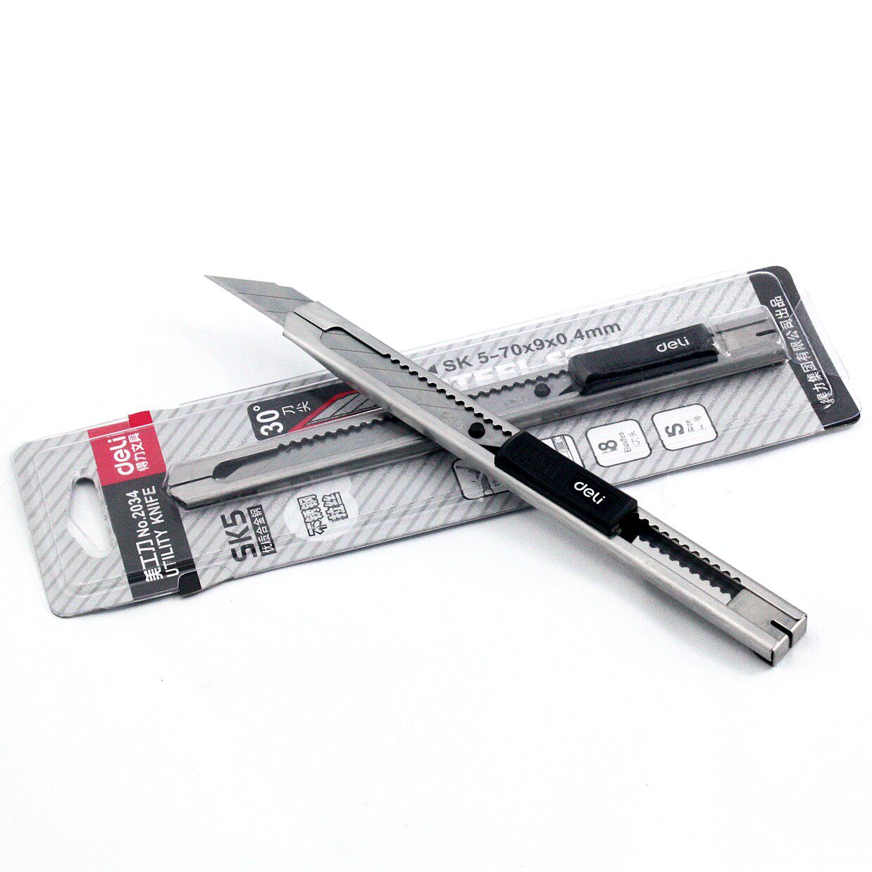 得力美工刀 得力 2034 小号美工刀 30度角 钢质美工刀 裁纸刀