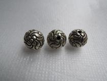 12mm hollow carved beaded national handmade seedling silver flower buckle antique Buddha bead accessories