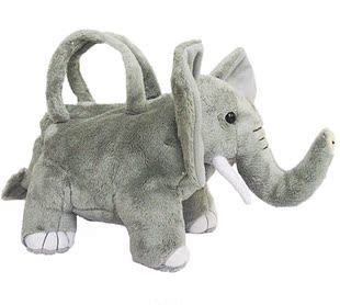 大象 善茂阁超柔绒 身长38厘米 立体大象双拎包/零钱包