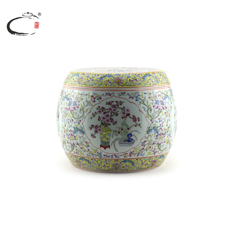And auspicious large powder enamel window antique tin master of jingdezhen hand - made ceramic POTS of tea custom tins
