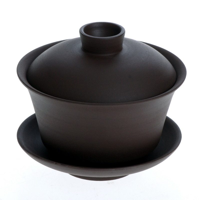 东茶西壶 宜兴紫砂功夫茶具三才碗介碗盖杯茶碗 不上釉的紫砂盖碗_7折