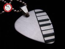 Gsumusic-Titanium Steel Metal Music Guitar Plsheet Necklace Piano piano Silver