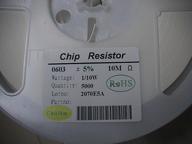 0603 Chip resistance 10 ohms 10M5 % accuracy 100PCS=1 yuan 5K disk=9 yuan 5