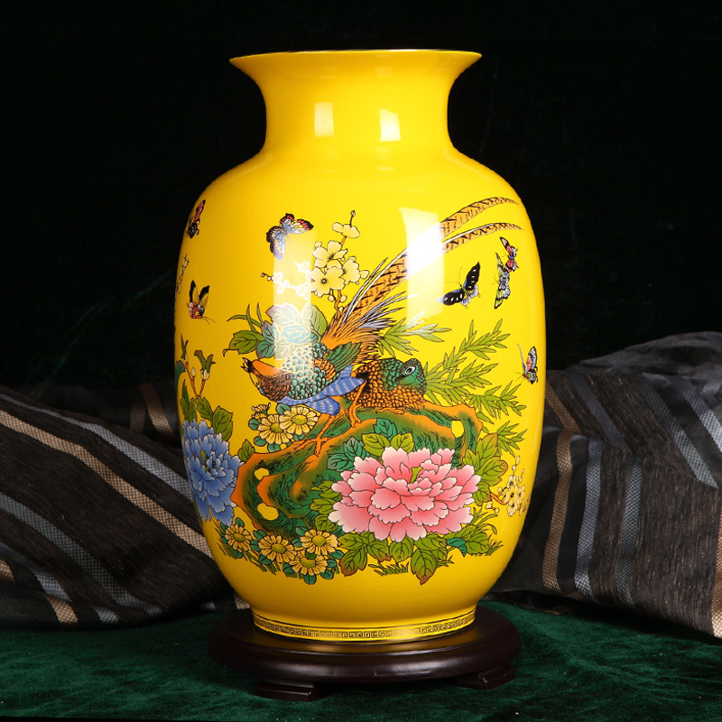 The Source of datang palace yellow porcelain vase splendid future home decoration ceramic furnishing articles birthday gift