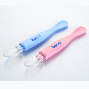 新生婴儿勺子宝宝硅胶软勺 PP硅胶双头硅胶羹勺儿童喂食餐具用品