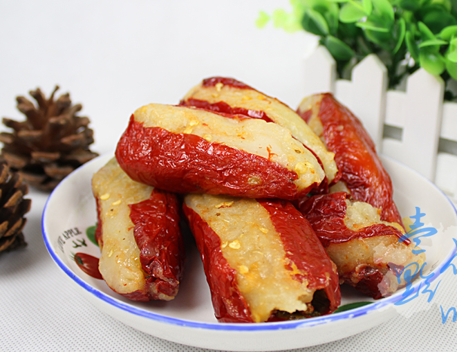 贵州特产美食 自制糯米莽海椒 糯米粉红辣椒胖辣椒 酸辣椒