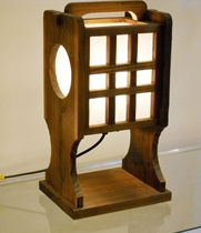 (Pane) Chinese retro wooden lamp British antique table lamp antique furniture handmade refined LT4-38