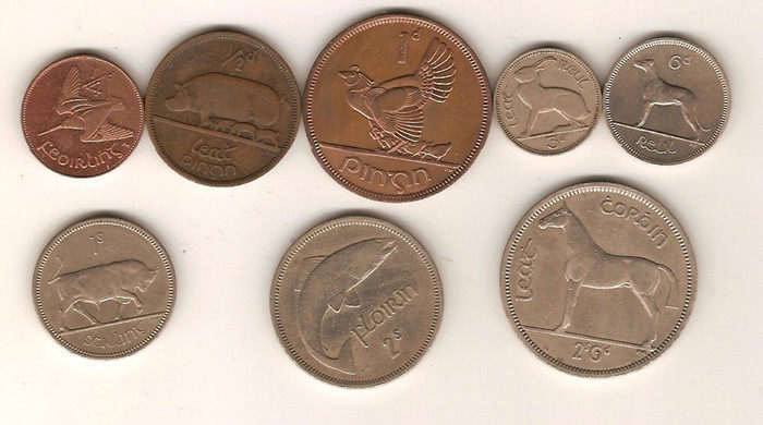 爱尔兰 老版套币/8枚