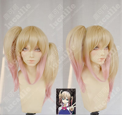 浜虎/滨虎project/哈妮/金橙粉渐变/鬓角加长短发 双虎卡/cos假发_不