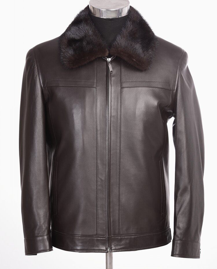金狐狸2015男款真皮皮衣 皮克服进口绵羊皮 可脱卸水貂胆_不打折现价