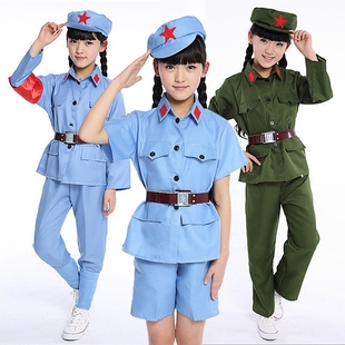 六一表演服八路军演出服童装套装军装儿童老军装影楼服装儿童摄影
