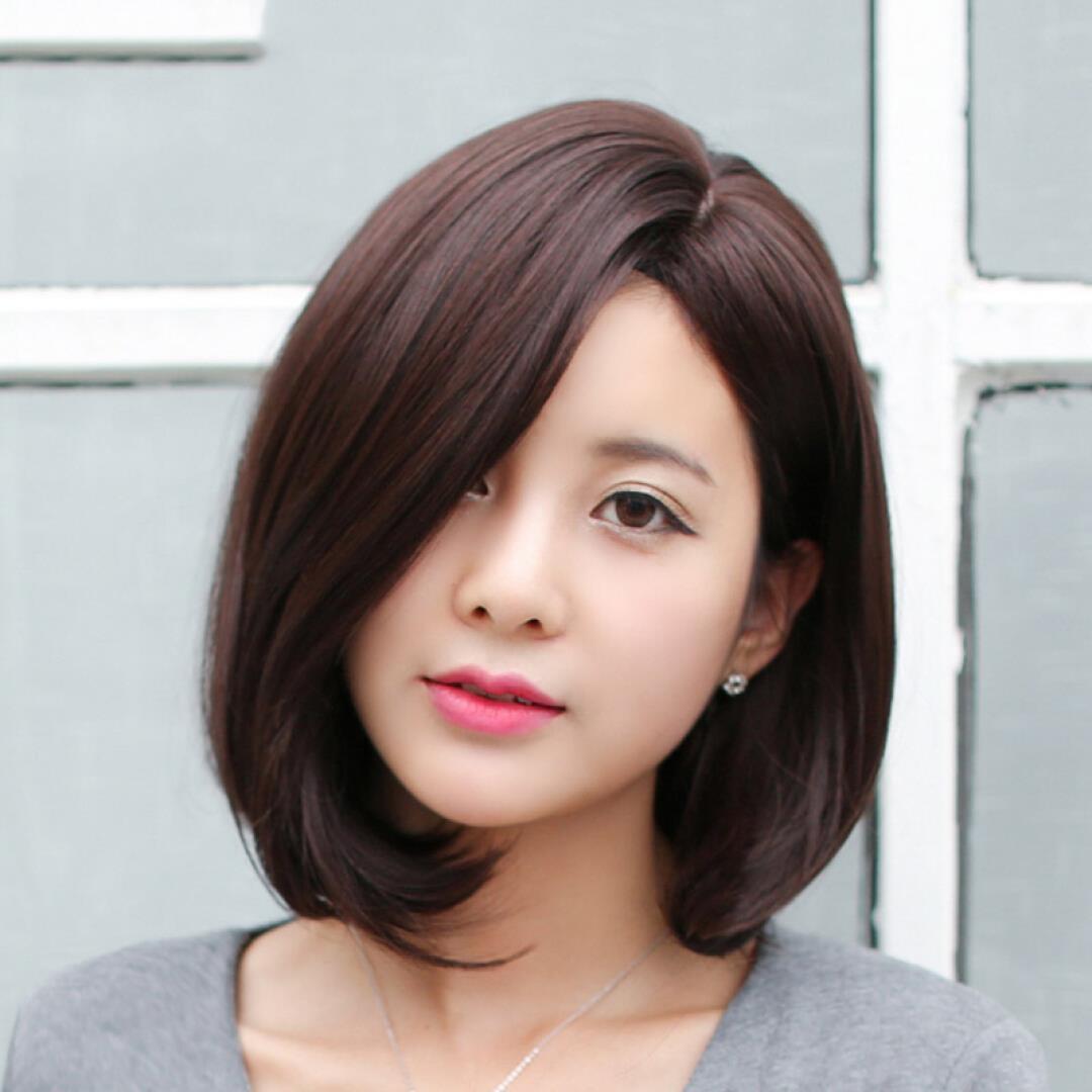 aosiwig多变女人味侧分短发假发韩版时尚女士齐肩中短整顶假发套_7折