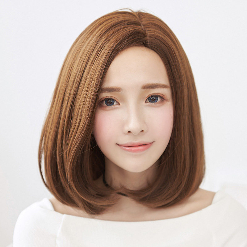 魅丝黛儿修颜偏分内扣长波波头假发女短发 bobo头自然逼真短直发