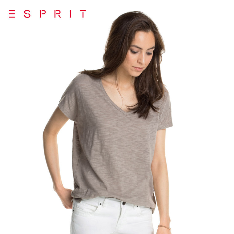【折】ESPRIT 女士休闲露背设计简约短袖T恤-055EE1K011吊牌价199