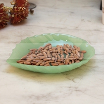 Jade crystal glass snack plate leaf-shaped side dish ktv table with dried fruit cup fruit cup fruit plate small fruit plate