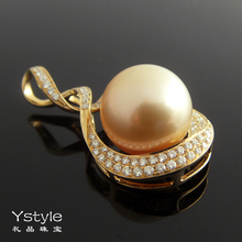 Подарочные ювелирные изделия Ystyle • 18K золото с бриллиантом золотая жемчужная подвеска 11.8mm