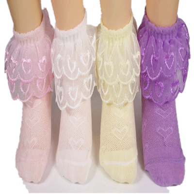 五双装儿童花边袜公主舞蹈袜