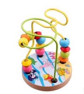 榉木智力小绕珠玩具儿童串珠木制半岁1岁半两