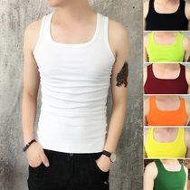 Summer trend elastic slim vest male fitness sports solid color round neck youth I thin bottom sweat vest