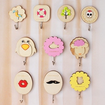 HomeBeauty creative wood Sticky Hook Dorm Girl White Grey Wall Powerful Load-bearing Bedroom Living Room Lovely Decorative Door Rear Hook