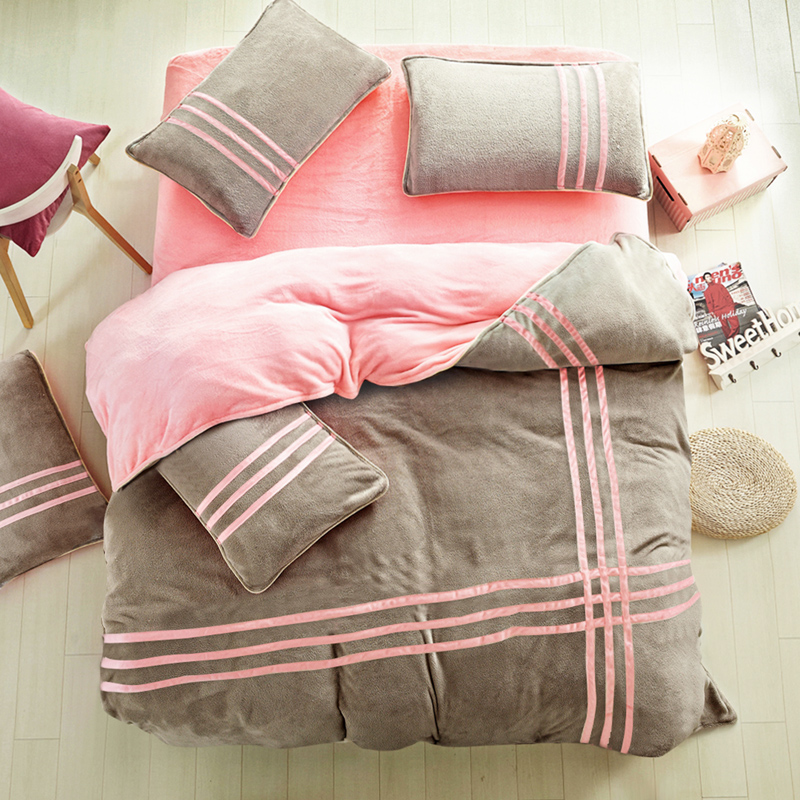 苏奥纯色法莱绒四件套