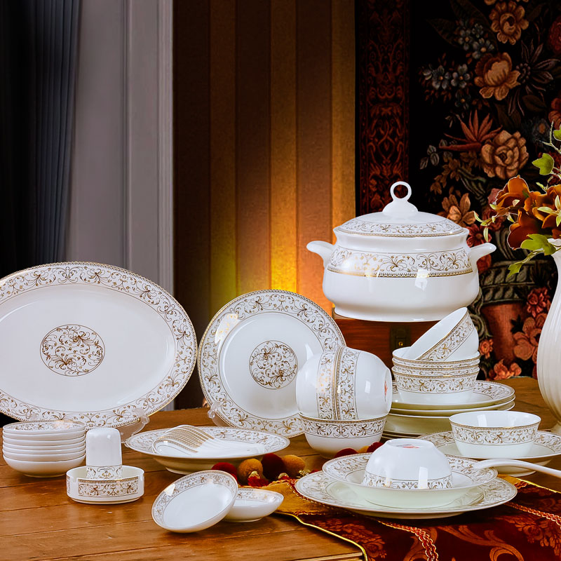 Glair tableware ceramics jingdezhen nine domain 56 skull porcelain tableware bowls plates of a complete set of microwave oven suits