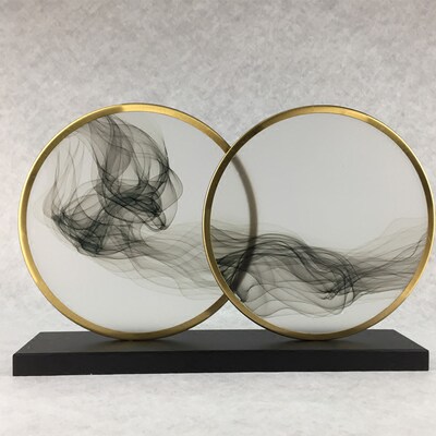 新中式简约抽象风格圆形摆件设计师软装客厅装饰品家居玄关工艺品_7折