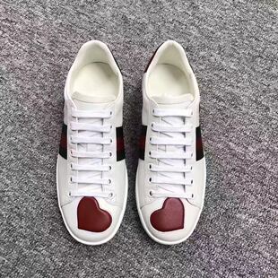 爱心 正品代购17ss 爱心 gucci 鸳鸯红绿 运动低帮 小白鞋女