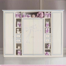 Childrens wardrobe Cartoon boy overall combination bookcase wardrobe Solid wood baby wardrobe storage cabinet Jane European customization