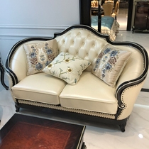 Eurostyle real leather sofa 123 Composition neoclassical brief approximately full solid wood sofa extravagant dark sandalwood Living Room Sofa