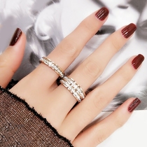 Large size row diamond ring Female ins tide broken diamond full diamond large ring thick fat hand mm advanced sense titanium steel does not fade