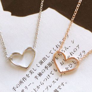 佳佳小商人925纯银爱心时尚简单心心项链可调节