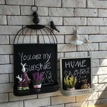 European Wrought iron birdcage blackboard Wall wall decoration Wall decoration Cafe clothing store decoration Storage message board