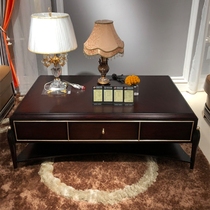 Eurostyle tea table solid wood tea table neoclassical rectangular tea table minimalist carved flower storage tea table guest hall furniture