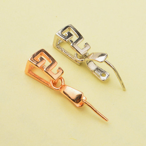 925银吊坠扣回形纹夹扣针扣男女佛牌玉佩挂件扣头银扣子配件批发_7折