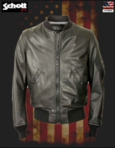 Schott NYC limited pebble texture single-layer calfskin slim slim MA-1 flying jacket #227