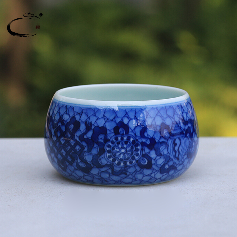 Blue and white sweet and auspicious jingdezhen ceramics by hand DE collection sample tea cup, cup Beijing private cup cup master CPU