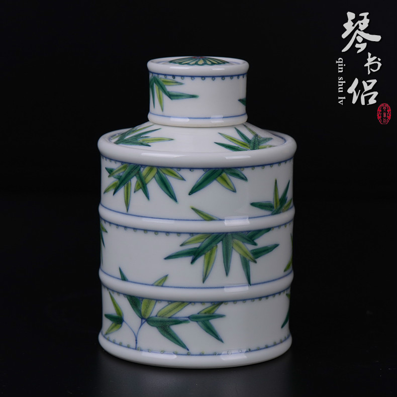 Pianology picking archaize of jingdezhen porcelain furnishing articles of handicraft bucket color bamboo tea pot home daily