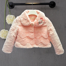 Girls plush lace shawl Autumn and winter thickened childrens plush cloak princess dress outside with a short coat New Years outfit