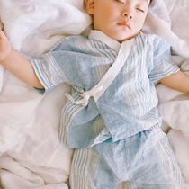 French Hemp Cool and Sweat Pure Linen Children Japan and Very Pine Home Suits Bathing Suit Sleepwear Sleeves