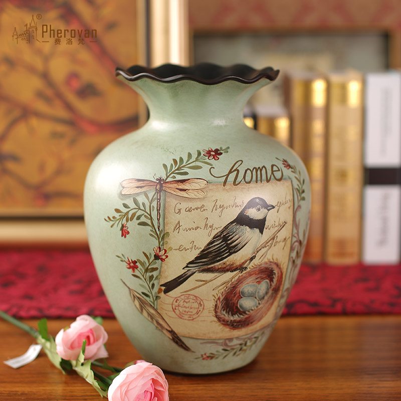 Europe type restoring ancient ways of ceramic vases, flower arranging furnishing articles American creative living room table flowers dried flower decoration of the new Chinese style set