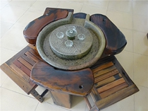 Old boat wood round tea table vintager old stone grinding furniture small tea table chair combined balcony indoor outdoor utive tea a few