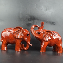 Dongyang wood carving solid wood mahogany iron pear wood crafts Lucky town house Elephant suction nose elephant desktop ornaments