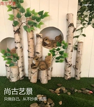 Hot sale birch section Fireplace Wood decoration Stump Wooden stake fence Kindergarten log decoration partition