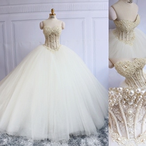 Thin and sexy bride wedding dress 2021 new luxury trailing out ceremony welcome puffy wedding dress customization